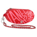 CHANEL Chain Glasses Sunglasses Case Glasses Case Leather Red CC Auth bs24979AM-1
