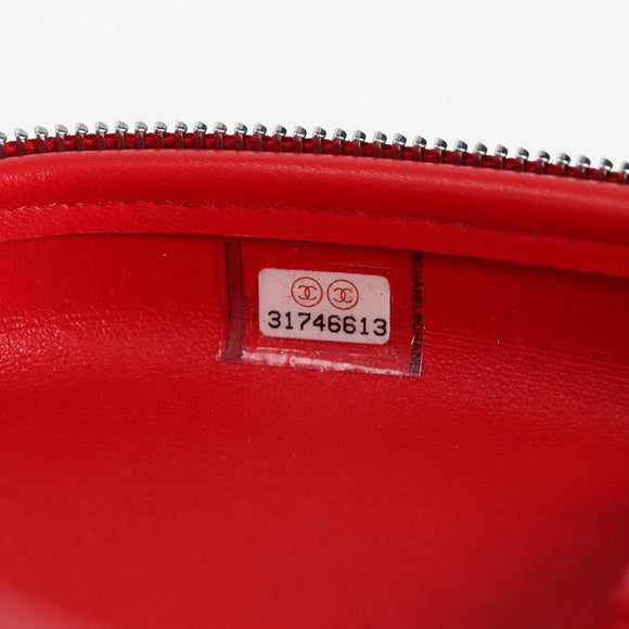CHANEL Chain Bril Zonnebril Etui Brillenhoes Leer Rood CC Auth bs24979SAM
