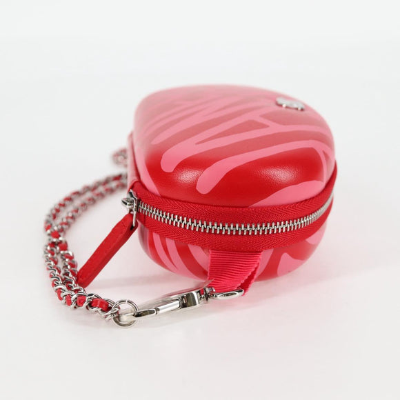 CHANEL Chain Bril Zonnebril Etui Brillenhoes Leer Rood CC Auth bs24979SAM