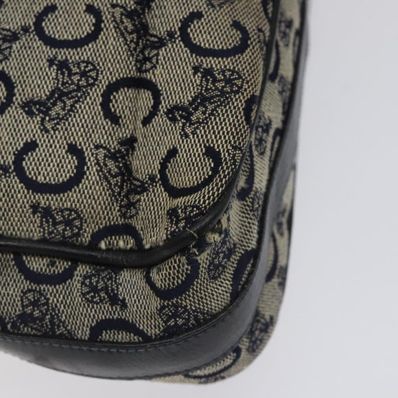 CELINE C Sulky Shoulder Bag Canvas Navy Gold Auth bs24993