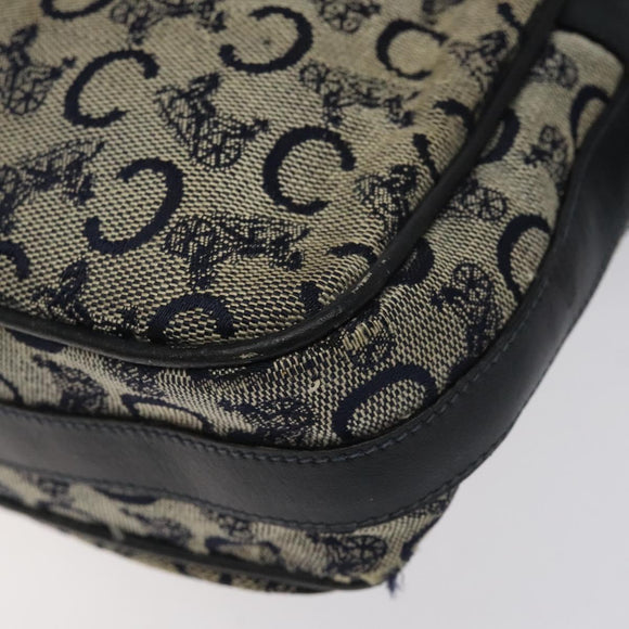 CELINE C Sulky Shoulder Bag Canvas Navy Gold Auth bs24993