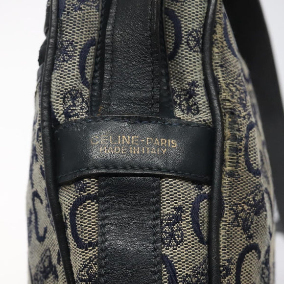 CELINE C Sulky Shoulder Bag Canvas Navy Gold Auth bs24993
