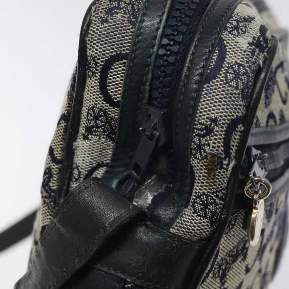 CELINE C Sulky Shoulder Bag Canvas Navy Gold Auth bs24993