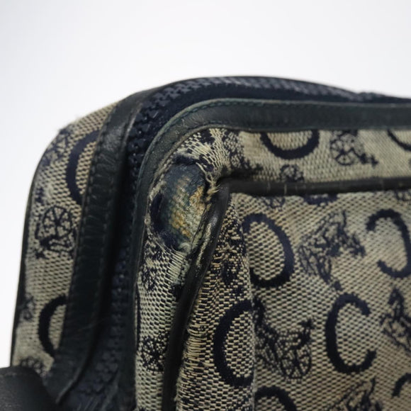 CELINE C Sulky Shoulder Bag Canvas Navy Gold Auth bs24993