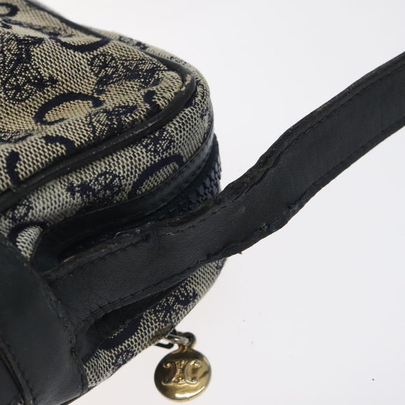 CELINE C Sulky Shoulder Bag Canvas Navy Gold Auth bs24993