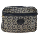 CELINE C Sulky Shoulder Bag Canvas Navy Gold Auth bs24993-13