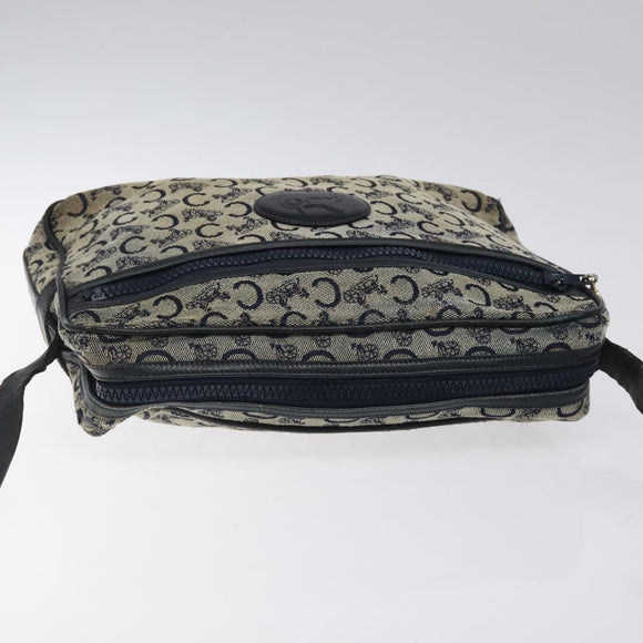 CELINE C Sulky Shoulder Bag Canvas Navy Gold Auth bs24993