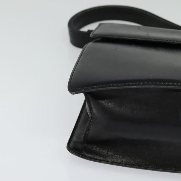 CELINE Shoulder Bag Leather Black Gold Auth bs24994