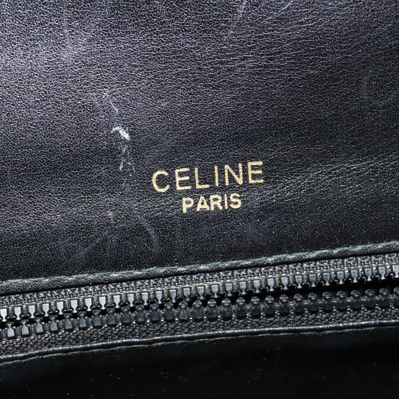 CELINE Shoulder Bag Leather Black Gold Auth bs24994