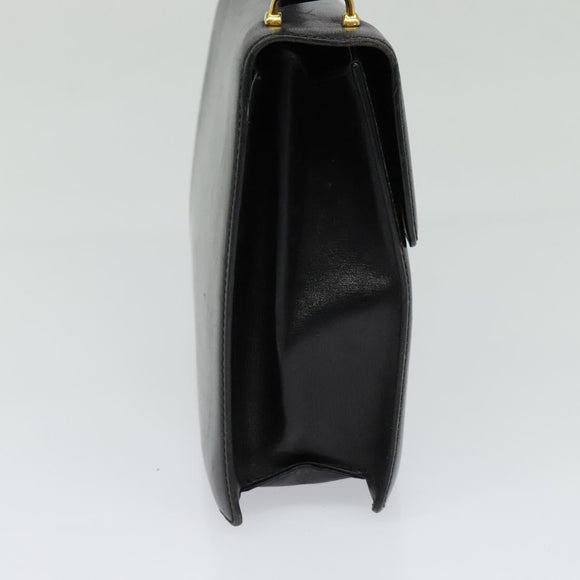 CELINE Shoulder Bag Leather Black Gold Auth bs24994