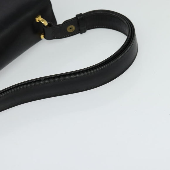 CELINE Shoulder Bag Leather Black Gold Auth bs24994