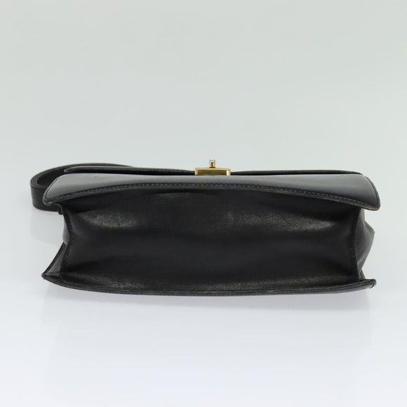 CELINE Shoulder Bag Leather Black Gold Auth bs24994