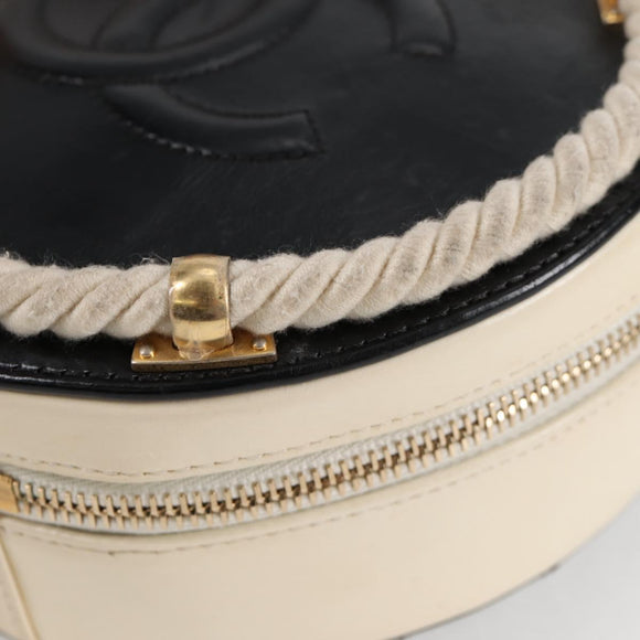 CHANEL Matelasse COCO Mark Chain Round Rope Bag Leather Black CC Auth bs25005SAM