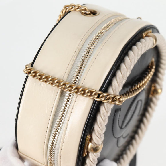 CHANEL Matelasse COCO Mark Chain Round Rope Bag Leather Black CC Auth bs25005A