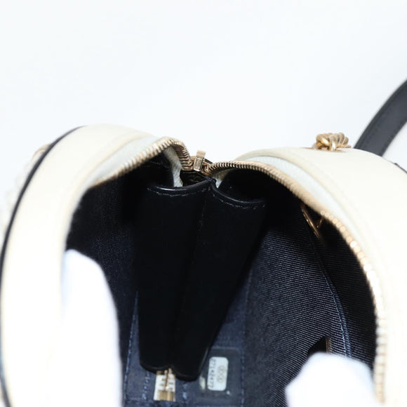 CHANEL Matelasse COCO Mark Chain Round Rope Bag Leather Black CC Auth bs25005A