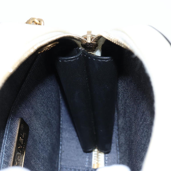 CHANEL Matelasse COCO Mark Chain Round Rope Bag Leather Black CC Auth bs25005A