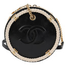 CHANEL Matelasse COCO Mark Chain Round Rope Bag Leather Black CC Auth bs25005SAM-13
