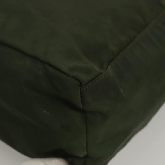 PRADA Hand Bag Nylon Khaki Silver Auth bs25012