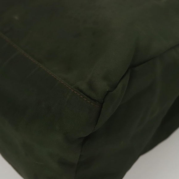 PRADA Hand Bag Nylon Khaki Silver Auth bs25012