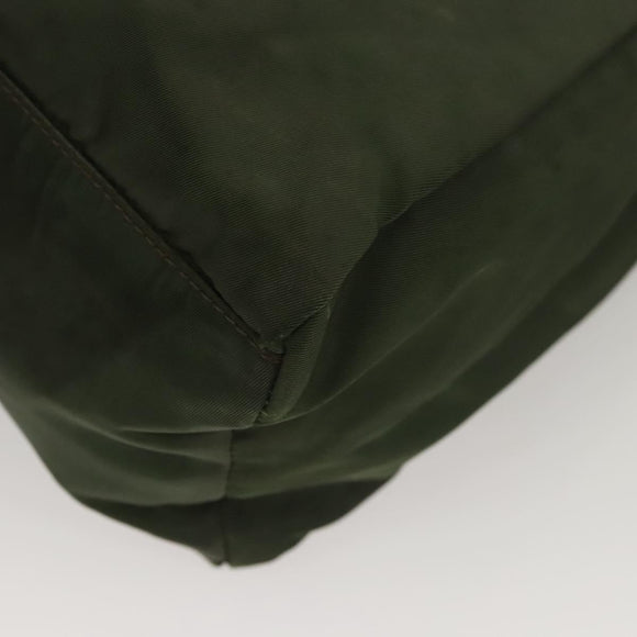 PRADA Hand Bag Nylon Khaki Silver Auth bs25012