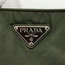 PRADA Hand Bag Nylon Khaki Silver Auth bs25012-17