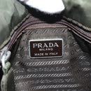 PRADA Hand Bag Nylon Khaki Silver Auth bs25012-18