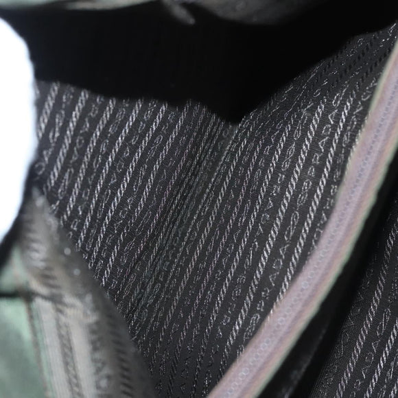 PRADA Hand Bag Nylon Khaki Silver Auth bs25012