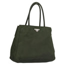 PRADA Hand Bag Nylon Khaki Silver Auth bs25012-1