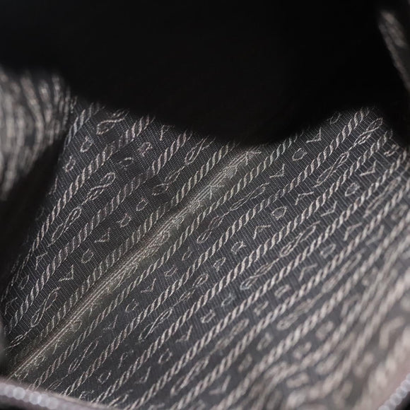 PRADA Hand Bag Nylon Khaki Silver Auth bs25012