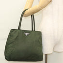 PRADA Hand Bag Nylon Khaki Silver Auth bs25012-27