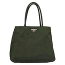 PRADA Hand Bag Nylon Khaki Silver Auth bs25012-13
