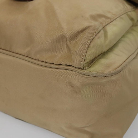 PRADA Shoulder Bag Nylon Beige Silver Auth bs25014
