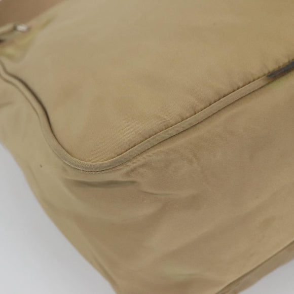 PRADA Shoulder Bag Nylon Beige Silver Auth bs25014