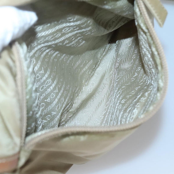 PRADA Shoulder Bag Nylon Beige Silver Auth bs25014
