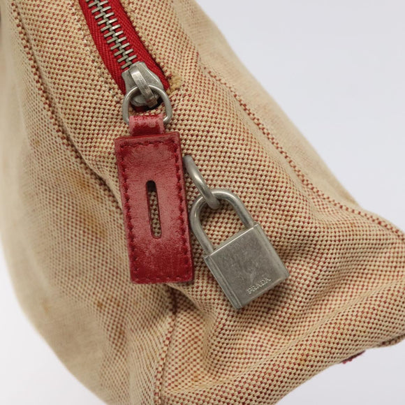 PRADA Hand Bag Canvas Red Silver Auth bs25015