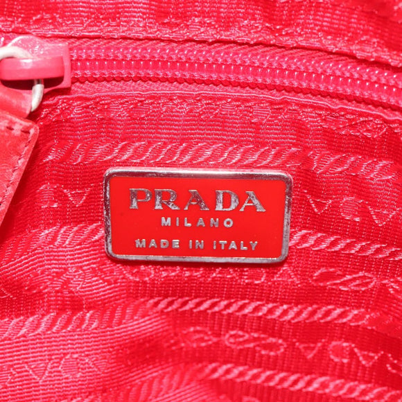 PRADA Hand Bag Canvas Red Silver Auth bs25015