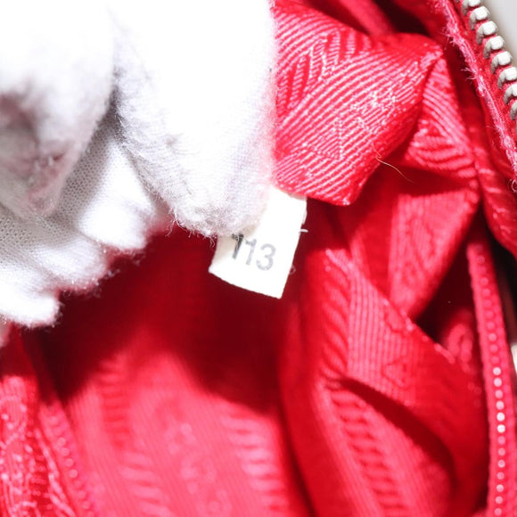 PRADA Hand Bag Canvas Red Silver Auth bs25015