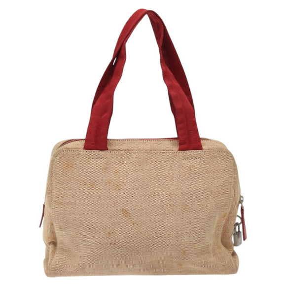 PRADA Hand Bag Canvas Red Silver Auth bs25015