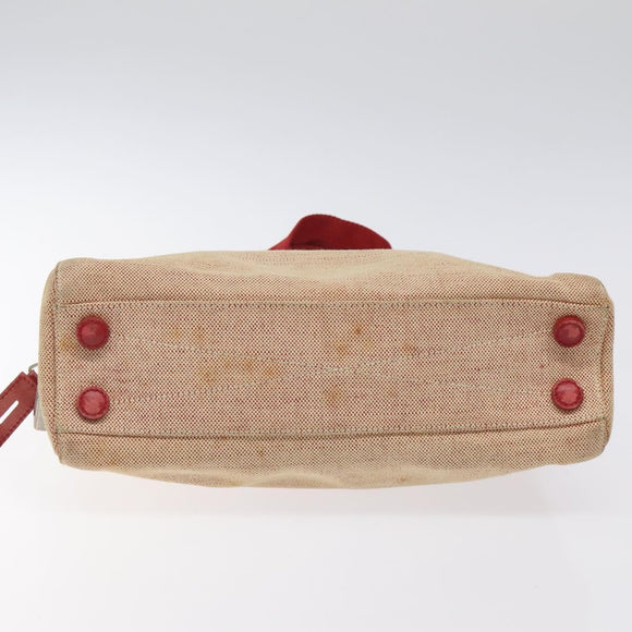 PRADA Hand Bag Canvas Red Silver Auth bs25015