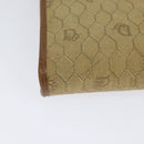 Christian Dior Honeycomb Canvas Chain Shoulder Bag Beige Gold Auth bs25041-15