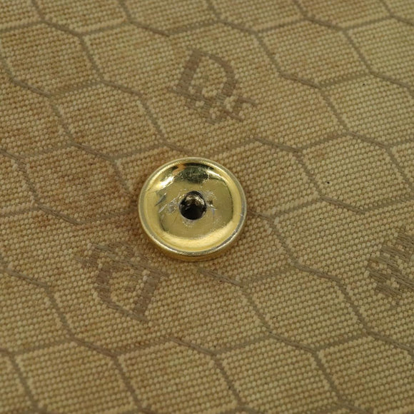 Christian Dior Honeycomb Canvas Chain Shoulder Bag Beige Gold Auth bs25041
