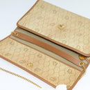 Christian Dior Honeycomb Canvas Chain Shoulder Bag Beige Gold Auth bs25041-11