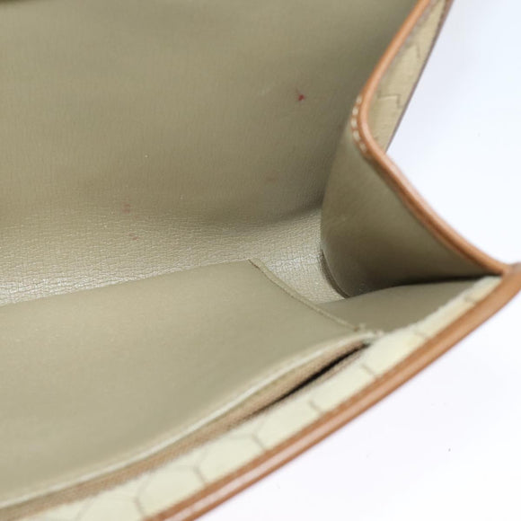 Christian Dior Honeycomb Canvas Chain Shoulder Bag Beige Gold Auth bs25041