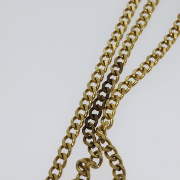 Christian Dior Honeycomb Canvas Chain Shoulder Bag Beige Gold Auth bs25041