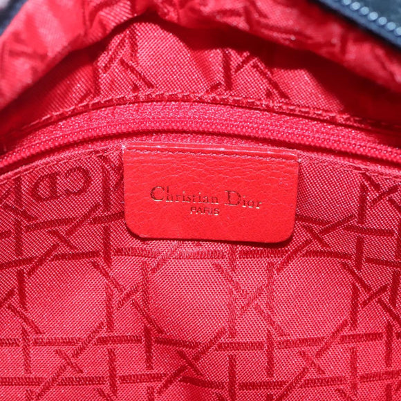 Christian Dior Canage Hand Bag Nylon Navy Gold Auth bs25043