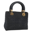 Christian Dior Canage Hand Bag Nylon Navy Gold Auth bs25043-1