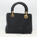 Christian Dior Canage Hand Bag Nylon Navy Gold Auth bs25043-12