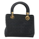 Christian Dior Canage Hand Bag Nylon Navy Gold Auth bs25043-13