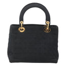 Christian Dior Canage Hand Bag Nylon Navy Gold Auth bs25043-2