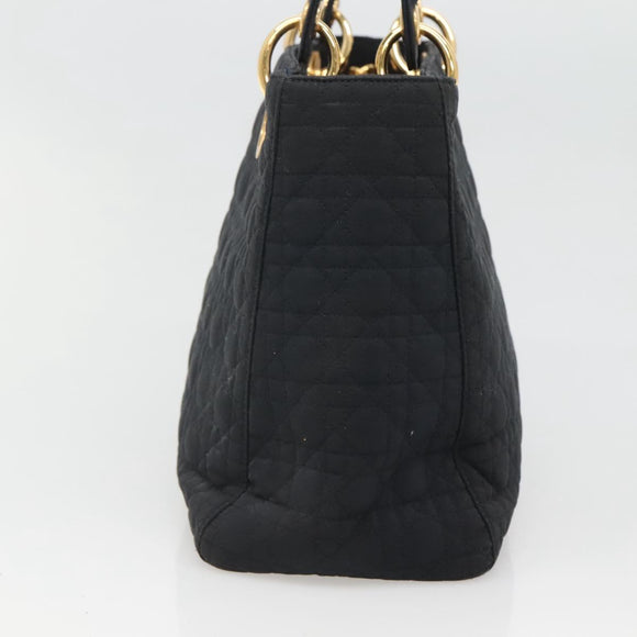 Christian Dior Canage Hand Bag Nylon Navy Gold Auth bs25043